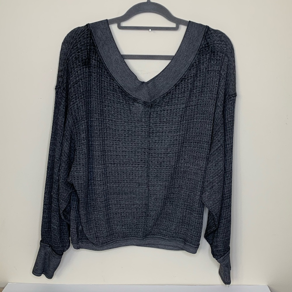 Free People South side black thermal sweater - Picture 4 of 6